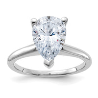 Thumbnail for 14kw 3 1/2ct. D E F Pure Light Pear Moissanite Solitaire Ring