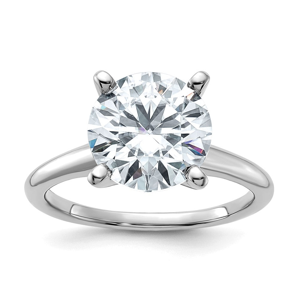 14kw 3 5/8ct. D E F Pure Light Round Moissanite Solitaire Ring