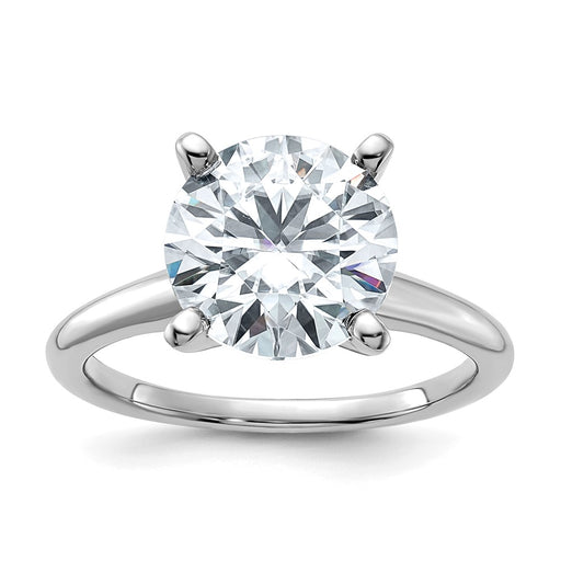 14kw 3 5/8ct. D E F Pure Light Round Moissanite Solitaire Ring