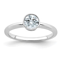 Thumbnail for 14kw 5/8ct. D E F Pure Light Round Bezel Moissanite Solitaire Ring