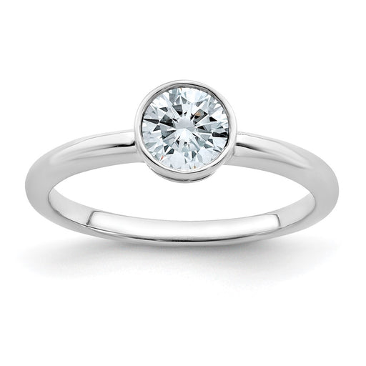 14kw 5/8ct. D E F Pure Light Round Bezel Moissanite Solitaire Ring
