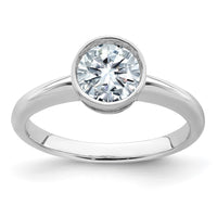 Thumbnail for 14kw 1ct. D E F Pure Light Round Bezel Moissanite Solitaire Ring