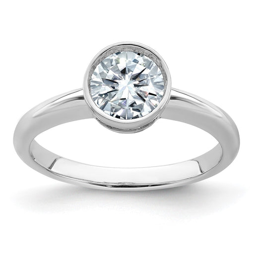 14kw 1ct. D E F Pure Light Round Bezel Moissanite Solitaire Ring