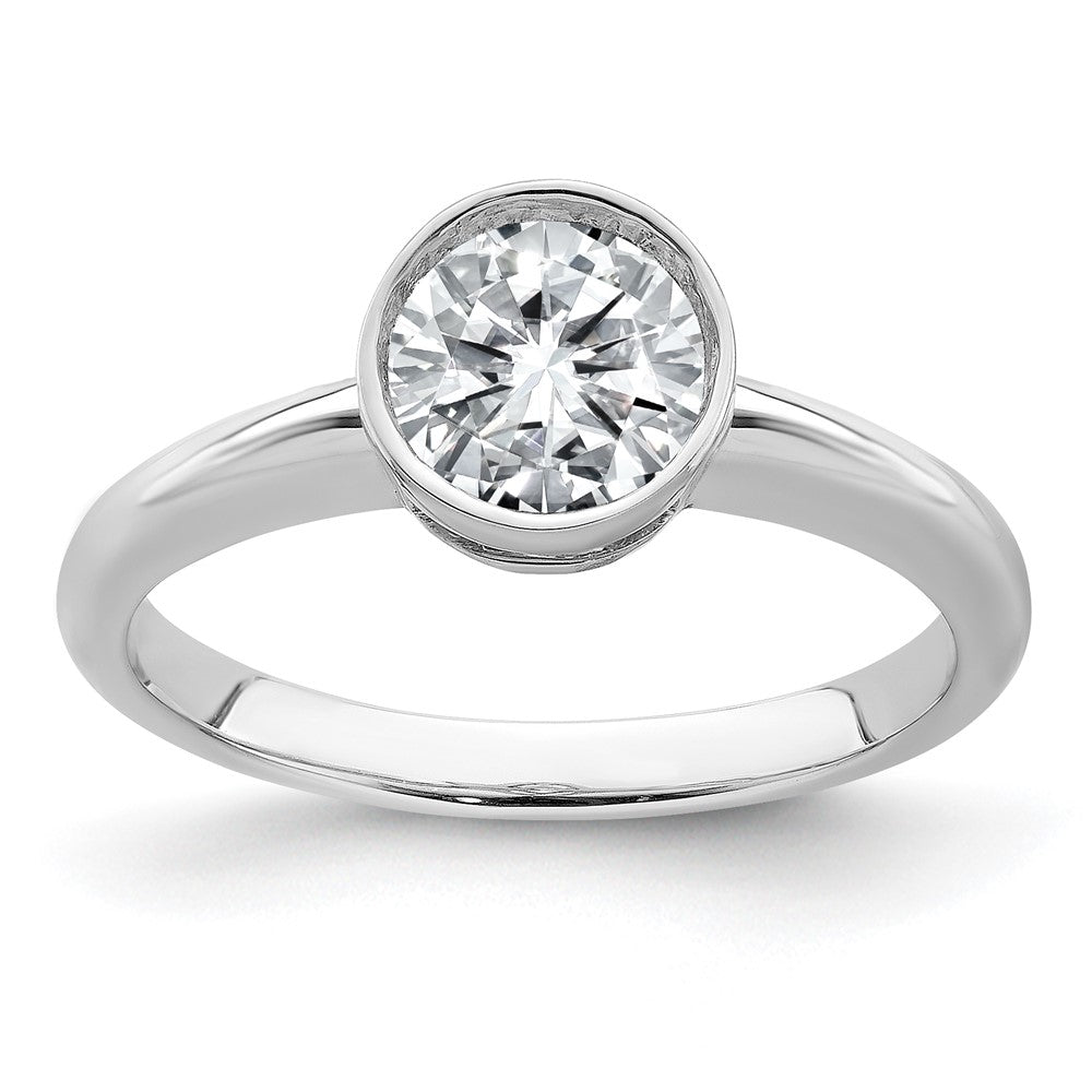 14kw 1ct. G H I True Light Round Bezel Moissanite Solitaire Ring