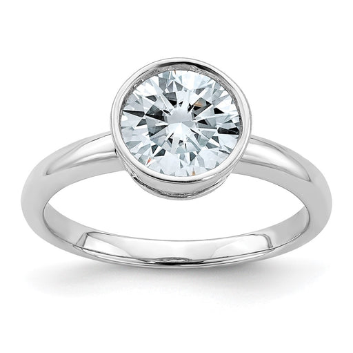 14kw 1 7/8ct. D E F Pure Light Round Bezel Moissanite Solitaire Ring
