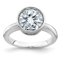 Thumbnail for 14kw 2 3/4ct. D E F Pure Light Round Bezel Moissanite Solitaire Ring