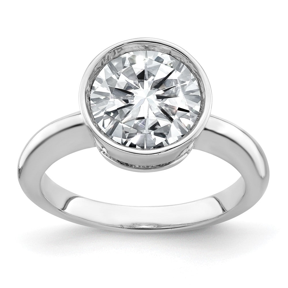 14kw 2 3/4ct. G H I True Light Round Bezel Moissanite Solitaire Ring