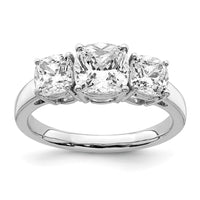 Thumbnail for 14kw 2 1/2ct. Three Stone G H I True Light Cushion Moissanite Ring