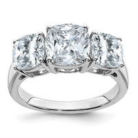 Thumbnail for 14kw 4 1/5ct. Three Stone D E F Pure Light Cushion Moissanite Ring