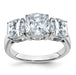 14kw 4 1/5ct. Three Stone D E F Pure Light Cushion Moissanite Ring