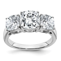 Thumbnail for 14kw 4 1/5ct. Three Stone G H I True Light Cushion Moissanite Ring