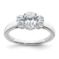 Thumbnail for 14kw 1 5/8ct. Three Stone D E F Pure Light Oval Moissanite Ring