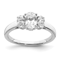 Thumbnail for 14kw 1 5/8ct. Three Stone G H I True Light Oval Moissanite Ring