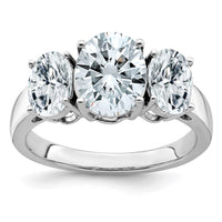 Thumbnail for 14kw 4 3/4ct. Three Stone D E F Pure Light Oval Moissanite Ring