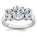 14kw 4 3/4ct. Three Stone D E F Pure Light Oval Moissanite Ring