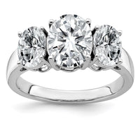 Thumbnail for 14kw 4 3/4ct. Three Stone G H I True Light Oval Moissanite Ring