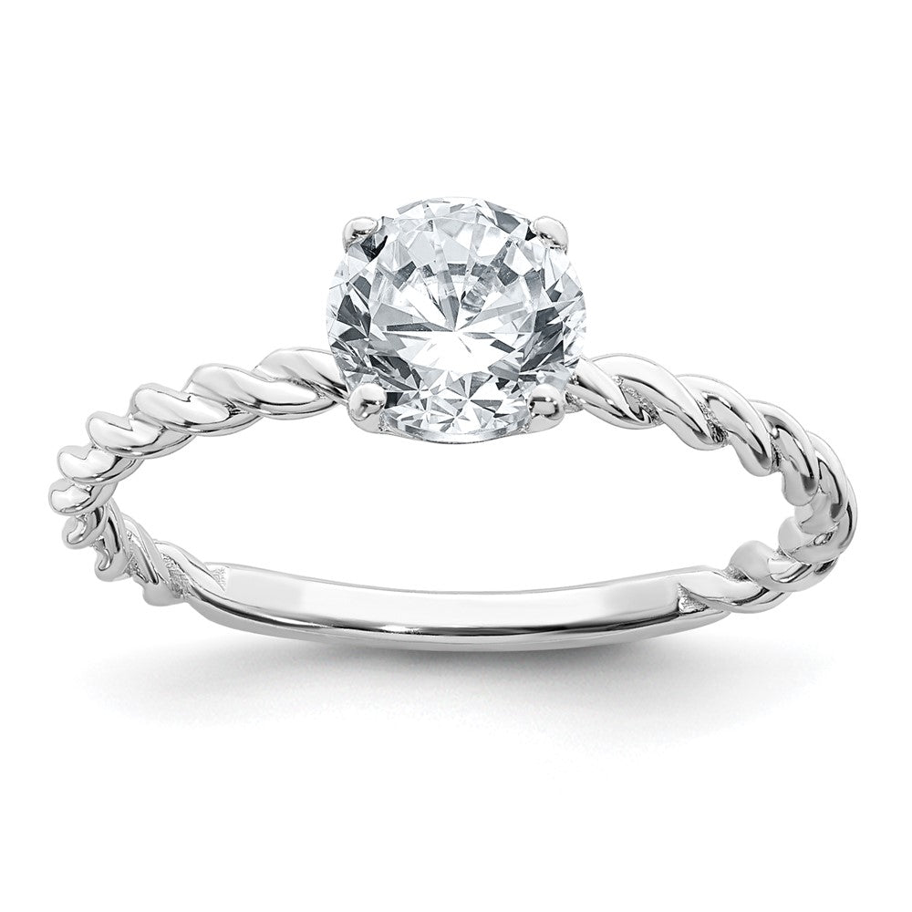 14kw 1ct. D E F Pure Light Round Twisted Moissanite Solitaire Ring