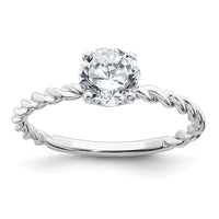 Thumbnail for 14kw 1ct. D E F Pure Light Round Twisted Moissanite Solitaire Ring