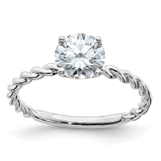 14kw 1 1/5ct. D E F Pure Light Round Twisted Moissanite Solitaire Ring