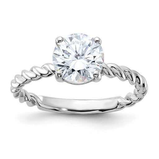 14kw 1 3/4ct. D E F Pure Light Round Twisted Moissanite Solitaire Ring