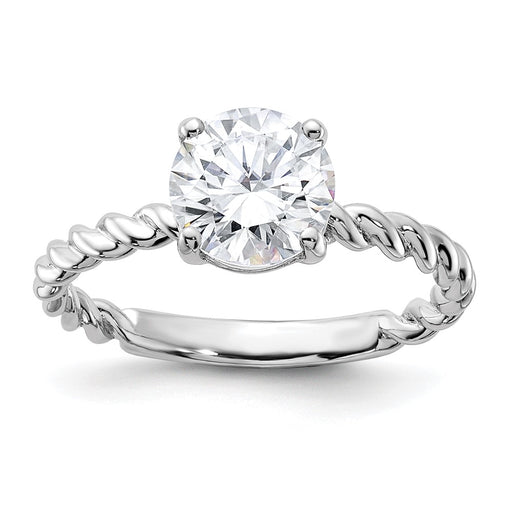 14kw 1 3/4ct. G H I True Light Round Twisted Moissanite Solitaire Ring