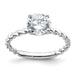 14kw 1 7/8ct. D E F Pure Light Round Twisted Moissanite Solitaire Ring