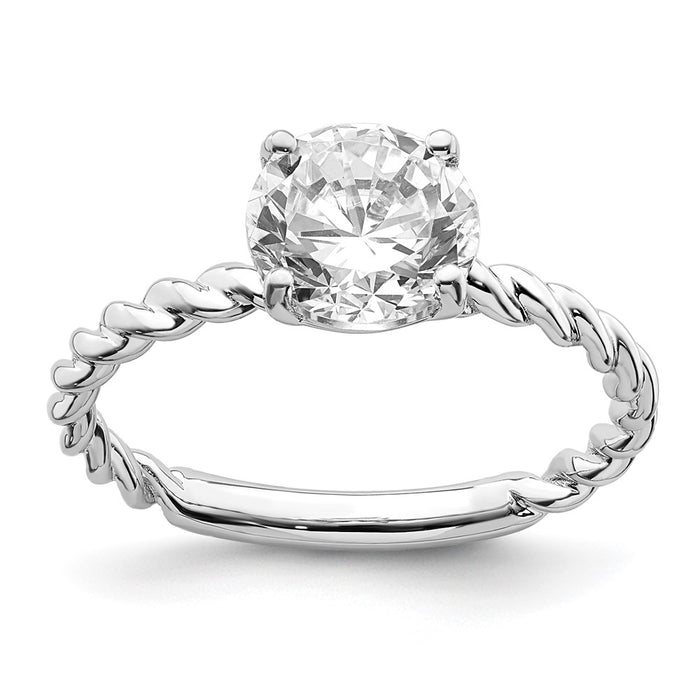 14kw 1 7/8ct. G H I True Light Round Twisted Moissanite Solitaire Ring