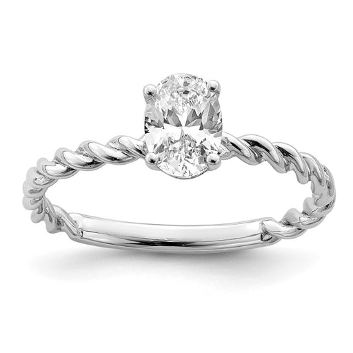14kw 7/8ct. G H I True Light Oval Twisted Moissanite Solitaire Ring