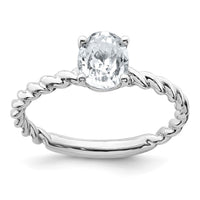 Thumbnail for 14kw 1 1/2ct. D E F Pure Light Oval Twisted Moissanite Solitaire Ring