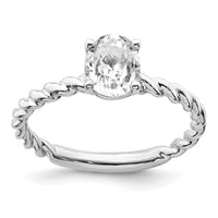 Thumbnail for 14kw 1 1/2ct. G H I True Light Oval Twisted Moissanite Solitaire Ring