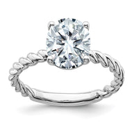 Thumbnail for 14kw 2ct. G H I True Light Oval Twisted Moissanite Solitaire Ring