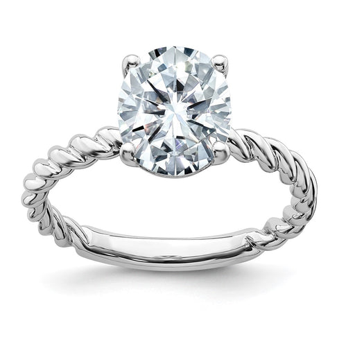 14kw 2ct. G H I True Light Oval Twisted Moissanite Solitaire Ring