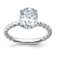 Thumbnail for 14kw 3ct. D E F Pure Light Oval Twisted Moissanite Solitaire Ring