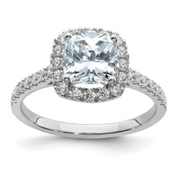 Thumbnail for 14kw 1 3/4ct. D E F Pure Light Cushion Halo Moissanite Engagement Ring