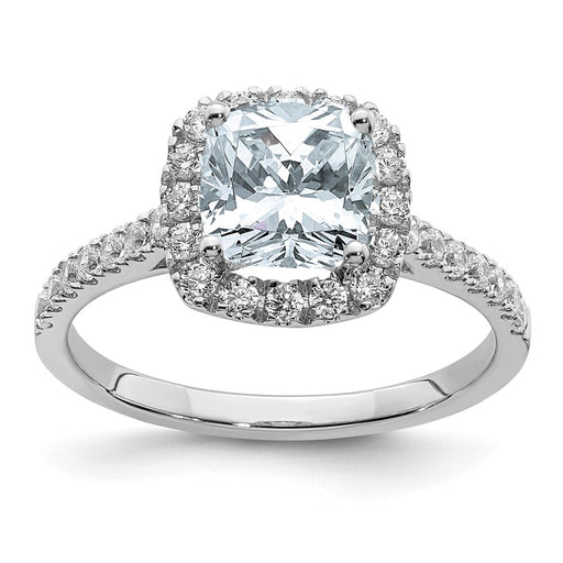 14kw 1 3/4ct. D E F Pure Light Cushion Halo Moissanite Engagement Ring