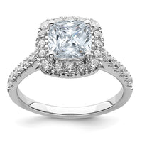 Thumbnail for 14kw 2 1/3ct. D E F Pure Light Cushion Halo Moissanite Engagement Ring