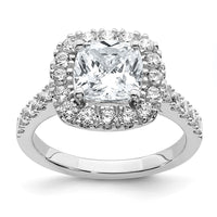Thumbnail for 14kw 2 3/4ct. D E F Pure Light Cushion Halo Moissanite Engagement Ring