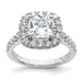 14kw 2 3/4ct. D E F Pure Light Cushion Halo Moissanite Engagement Ring
