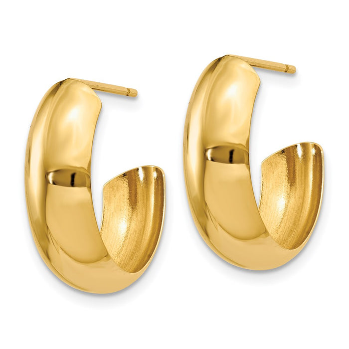 14k Polished 6.5mm J-Hoop Earrings