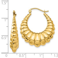 Thumbnail for 14k Polished Scalloped Hollow Hoop Earrings
