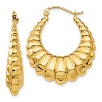 Thumbnail for 14k Polished Scalloped Hollow Hoop Earrings