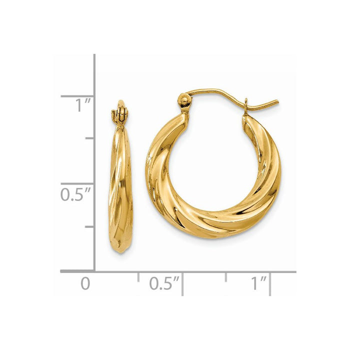 14k Polished Twisted Hollow Hoop Earrings