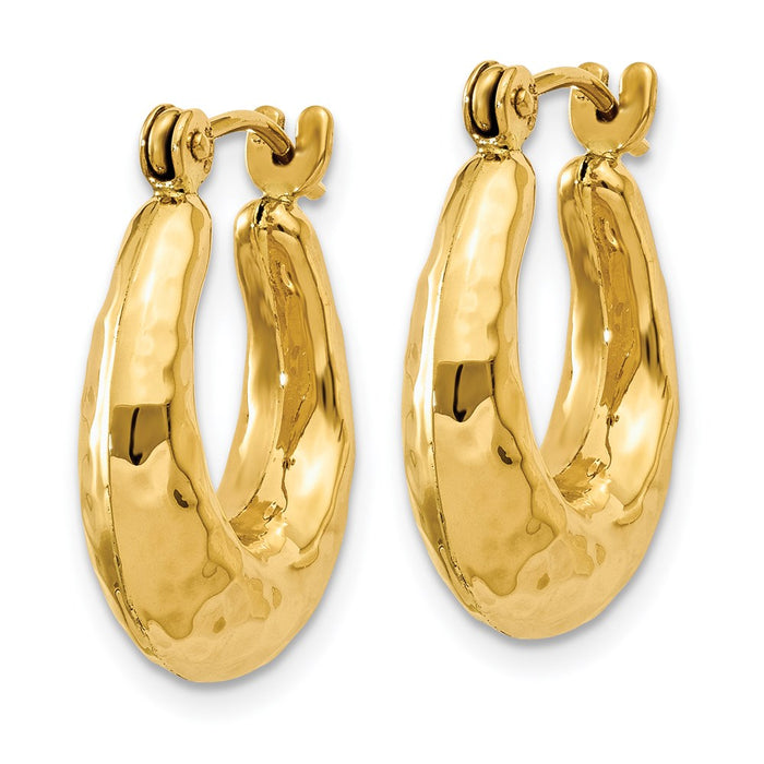 14k Hammered Fancy Hollow Hoop Earrings