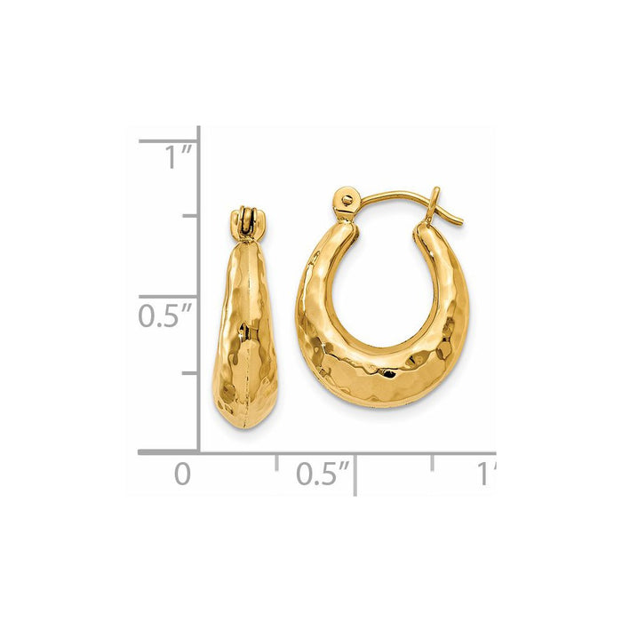 14k Hammered Fancy Hollow Hoop Earrings