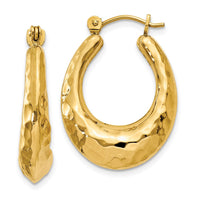 Thumbnail for 14k Hammered Fancy Hollow Hoop Earrings