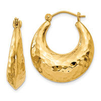 Thumbnail for 14k Hammered Fancy Hollow Hoop Earrings