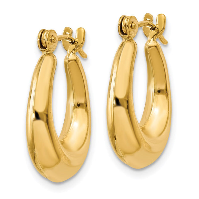 14k Polished Oval Hollow Hoop Earrings