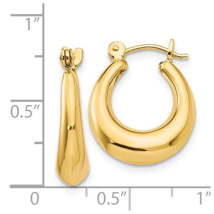 14k Polished Oval Hollow Hoop Earrings