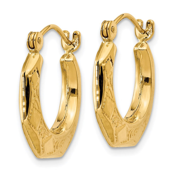 14k Polished Patterned Hoop Earrings