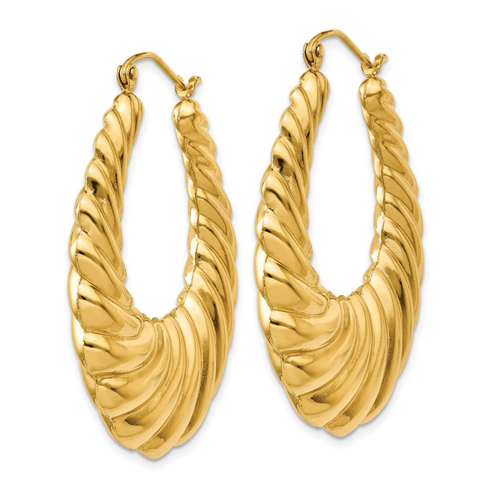 14k Polished Scalloped Hoop Earrings